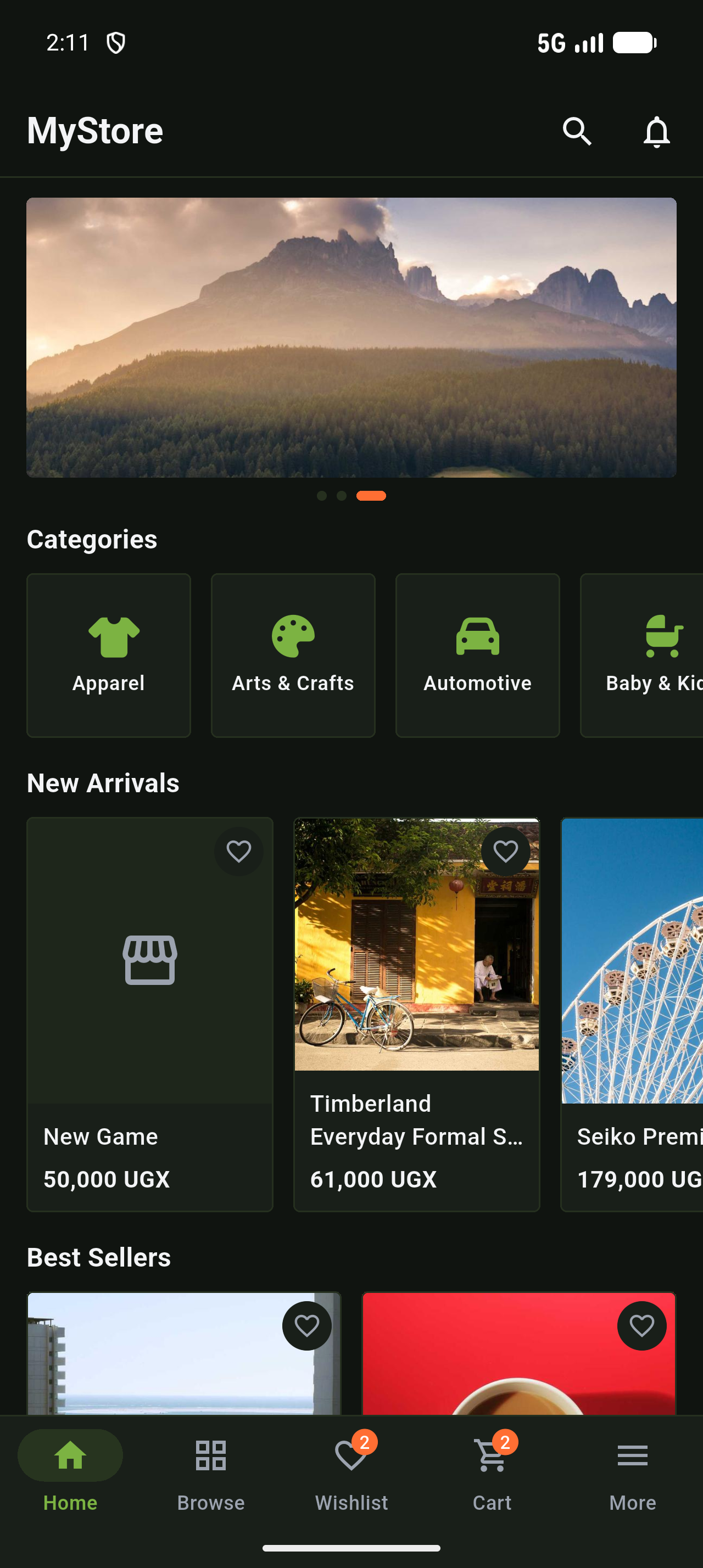 Bamudda shopping app home screen