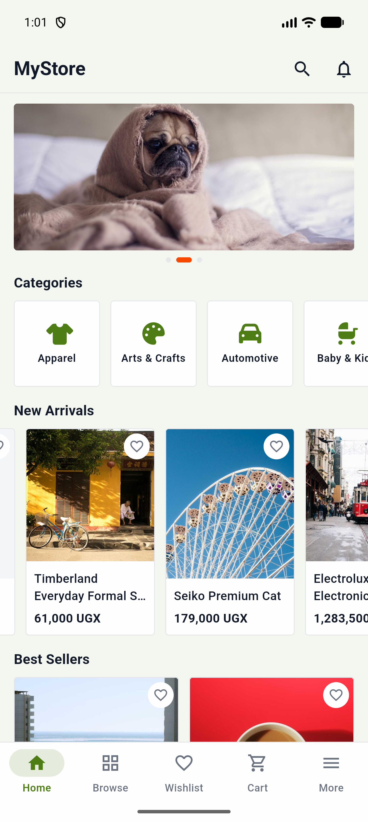Bamudda shopping app home screen