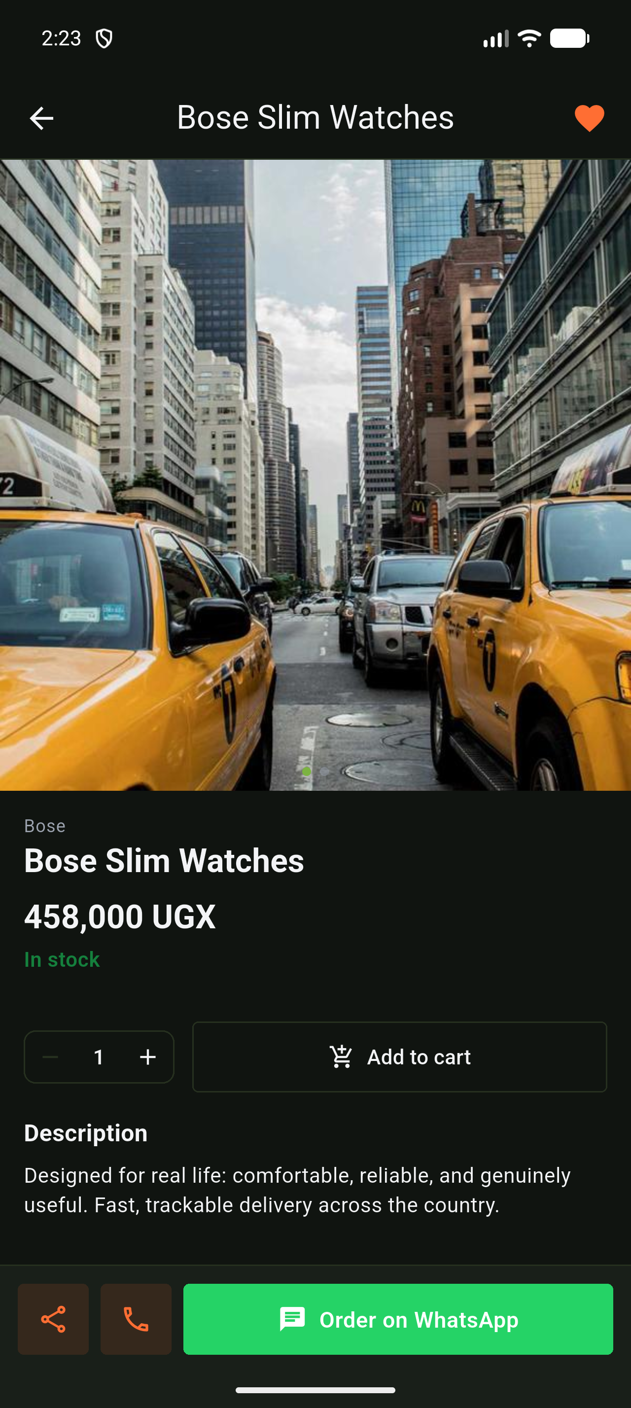 Product page in the shopping app