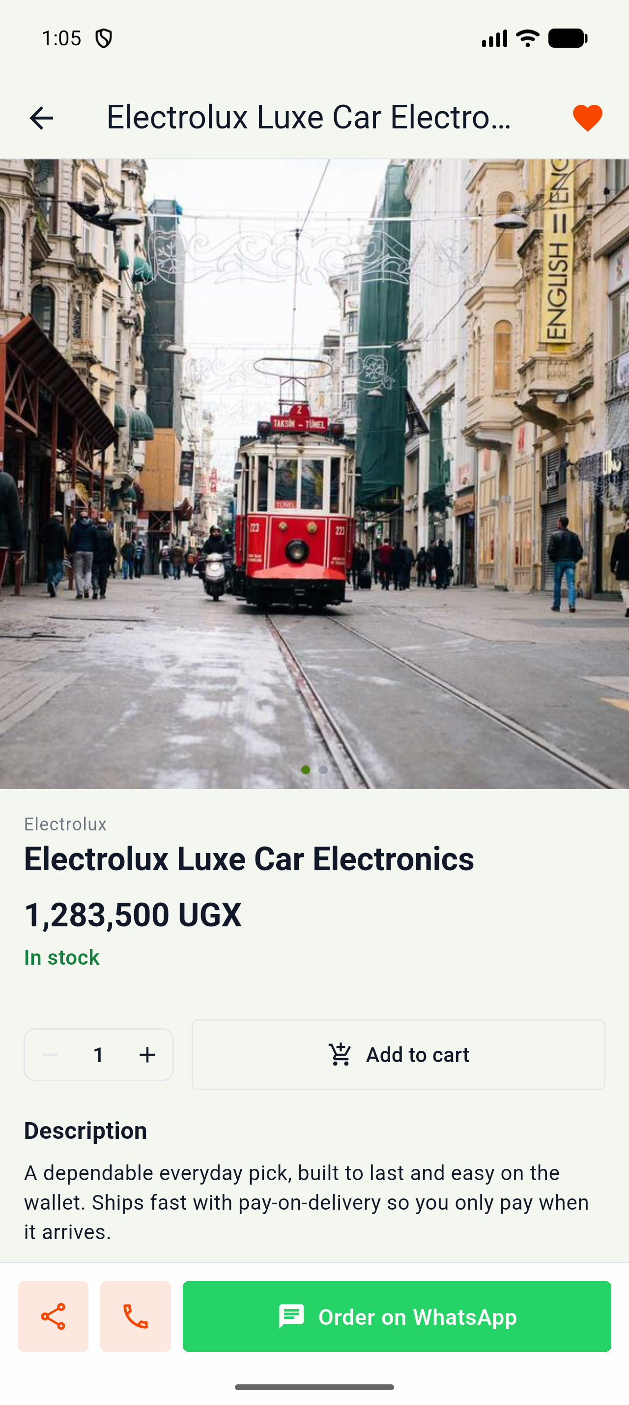 Product page in the shopping app