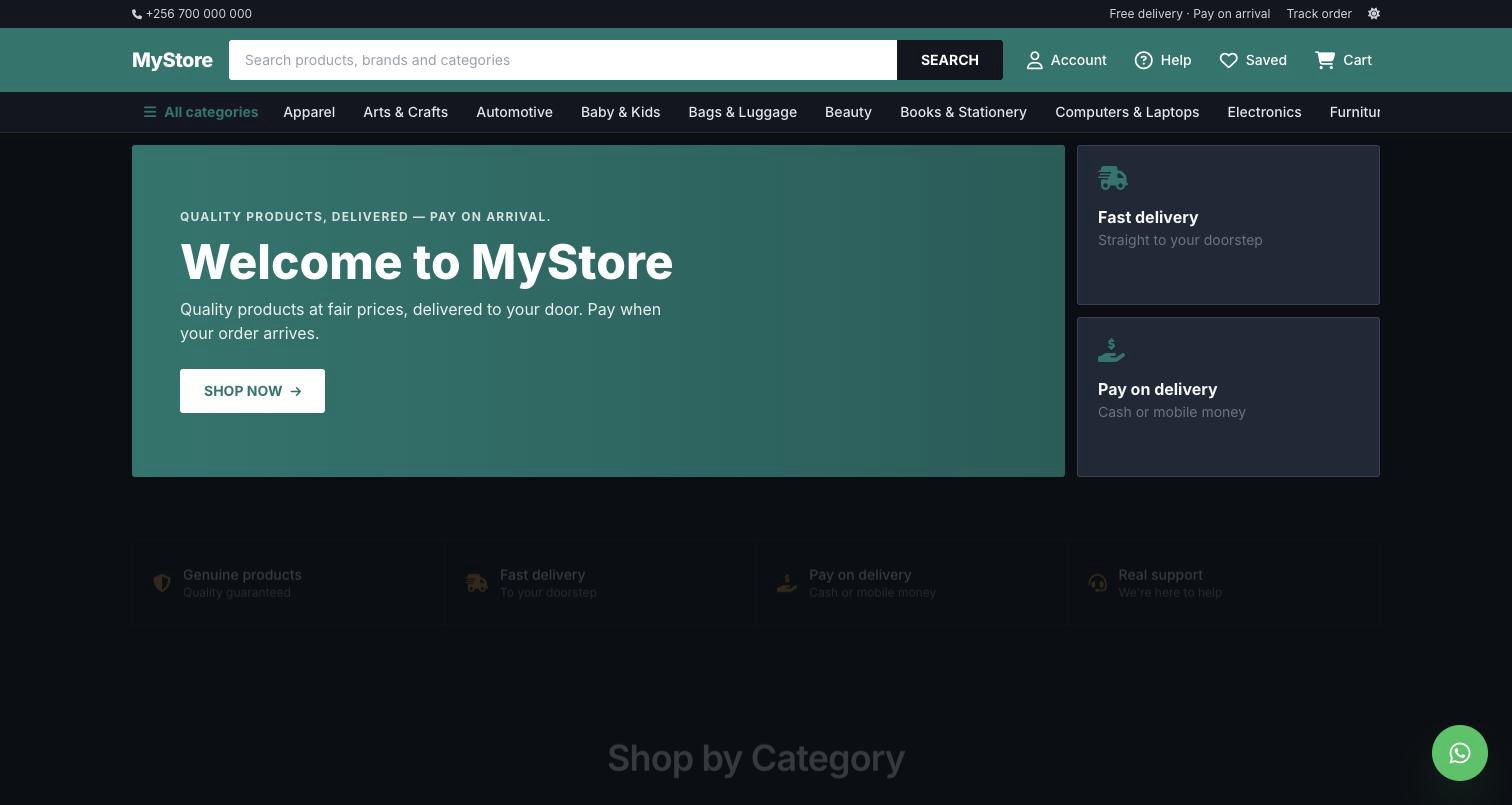 Storefront home page