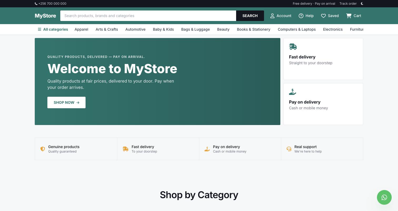 Storefront home page