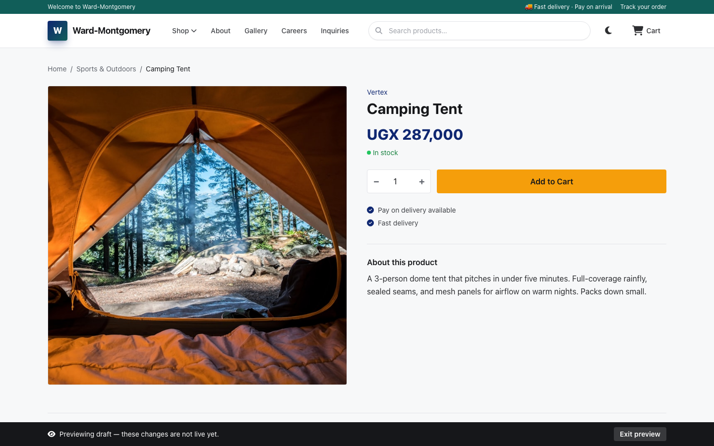 Storefront product page with reviews